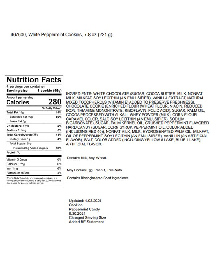 Frango Chocolates Holiday White Chocolate Candy Cane Cookies, 4 Pieces