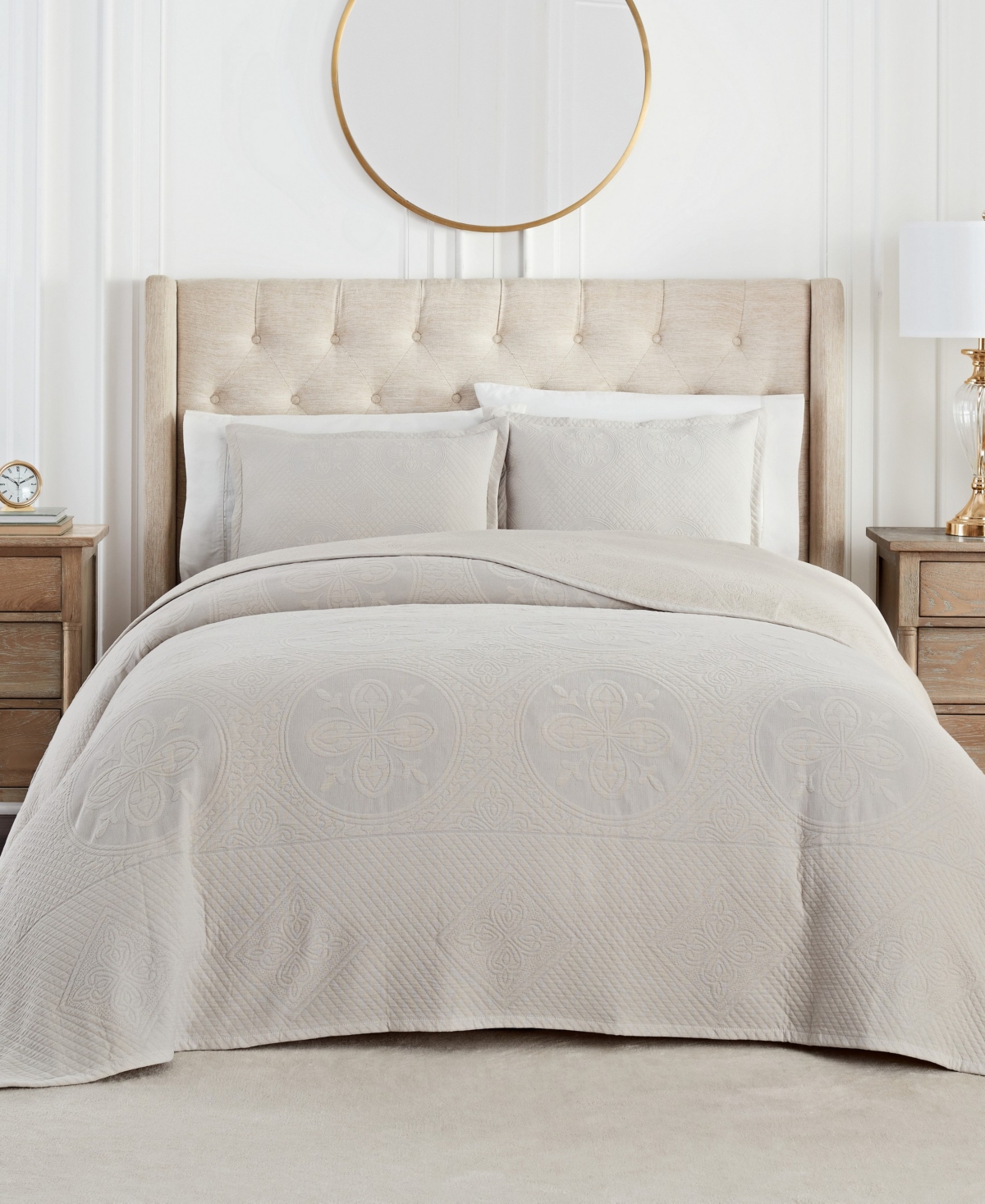 Waverly Matelasse 3 Piece Oversized Bedspread Set, Queen Bedding In Gray ModeSens
