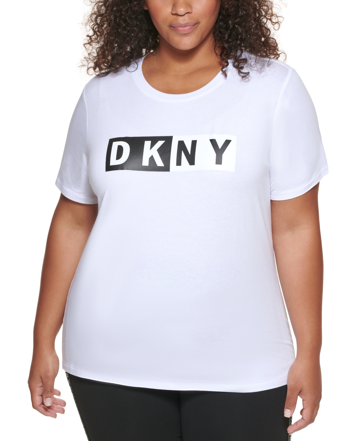 Dkny Plus Size Two-Tone Logo-Graphic T-Shirt