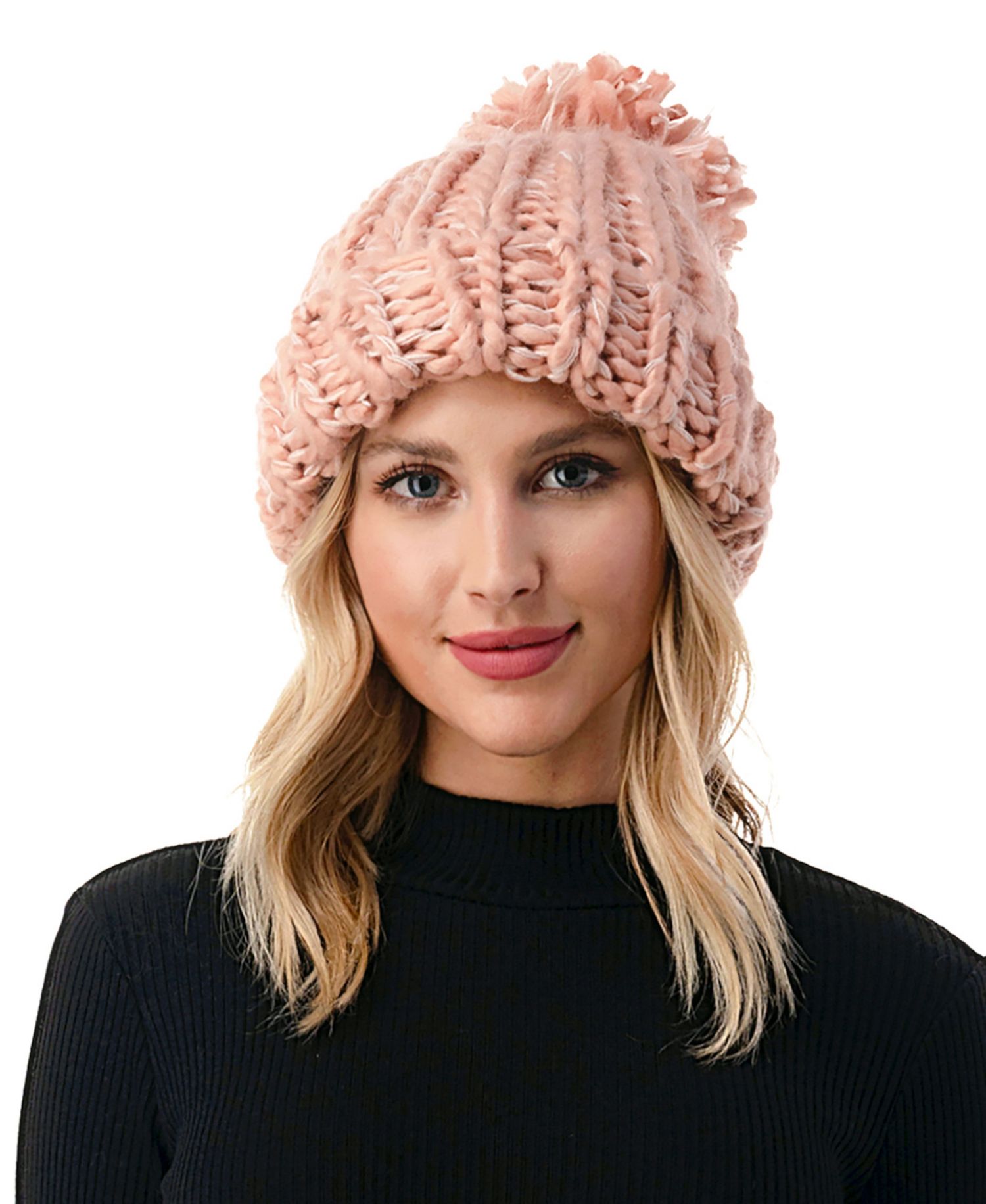 Women's Luxe Chunky Knit Pom Cuffed Beanie