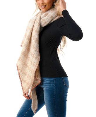 Women's Plush Houndstooth Bias Cut Scarf