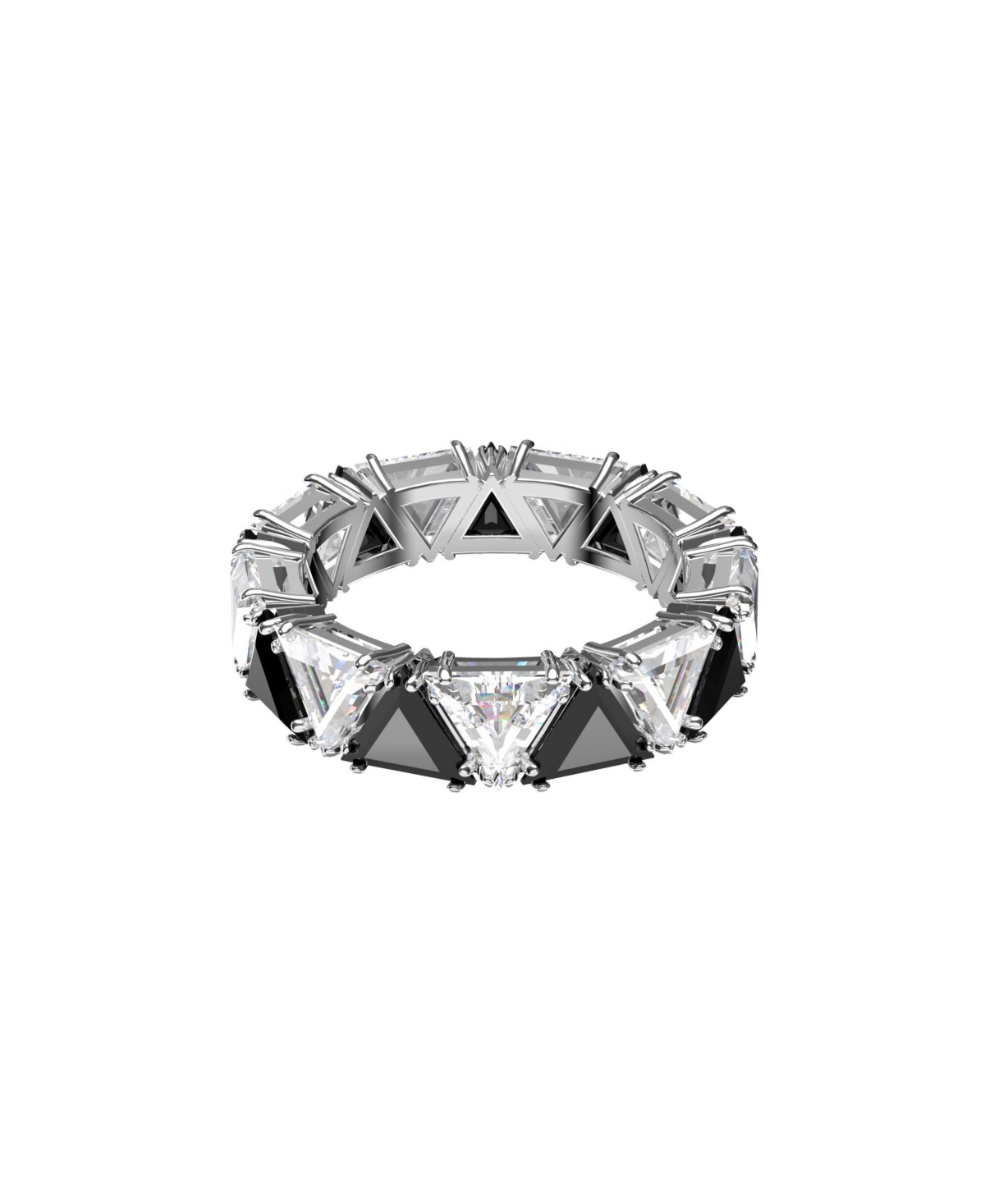 Shop Swarovski Ortyx Cocktail Triangle Cut Rhodium Plated Ring In Black