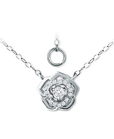 Cubic Zirconia Rose Cluster Pendant Necklace in Sterling Silver, 16" + 2" extender, Created for Macy's