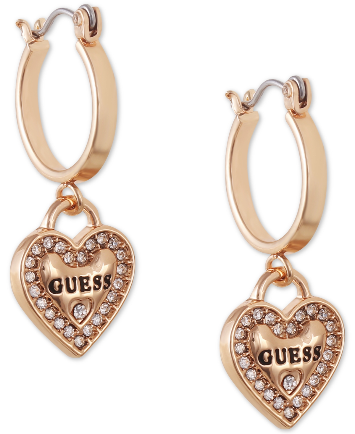 Gold-Tone Crystal Heart Drop Earrings - Gold