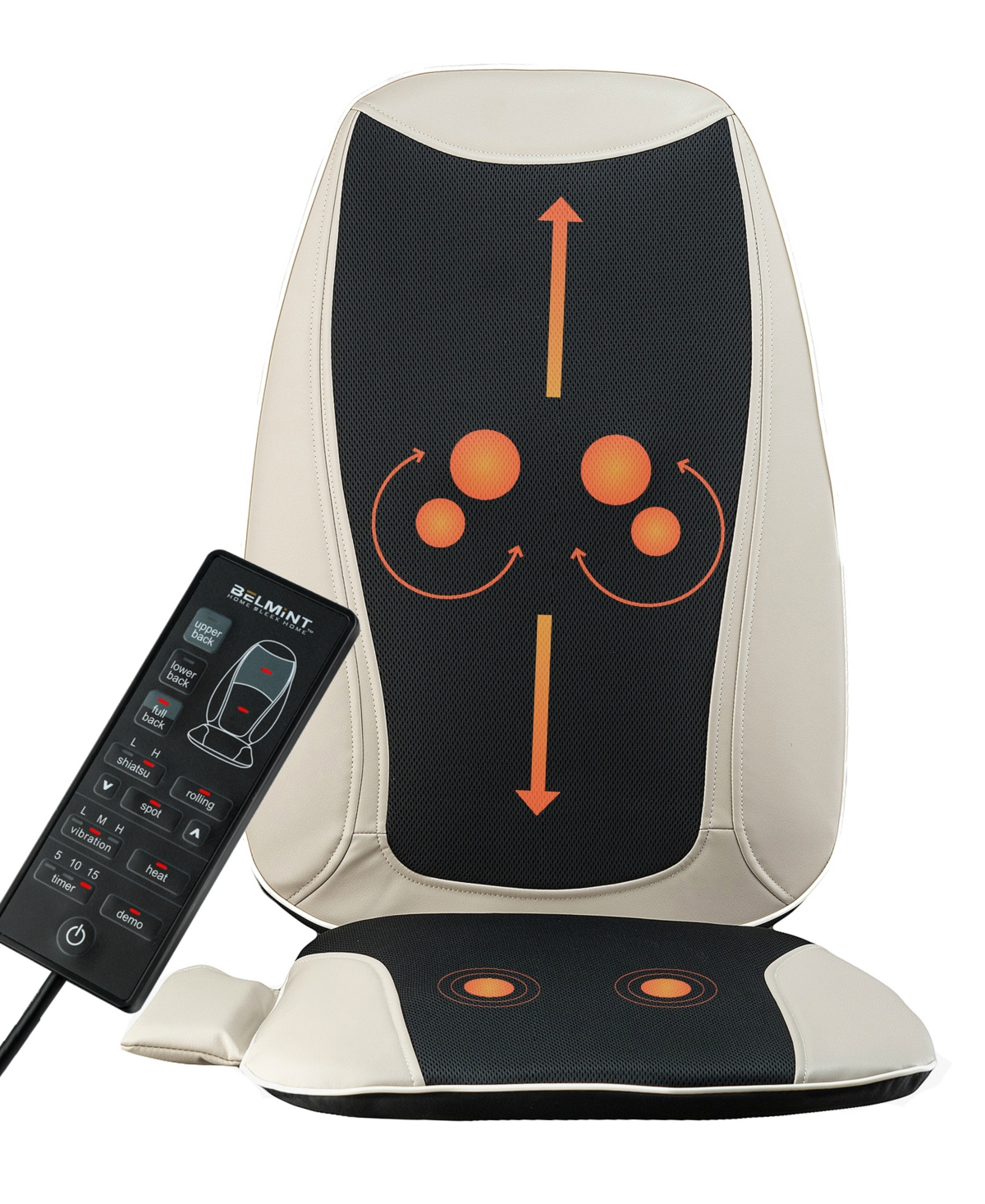 Belmint Seat Cushion Massager with Shiatsu Vibration  Soothing Heat for Back
