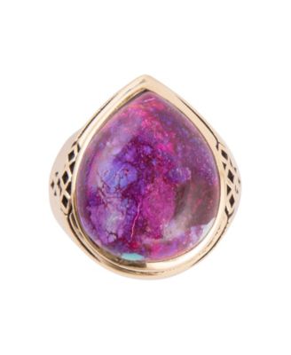 Women's Havana Bronze and Purple Turquoise Statement Ring