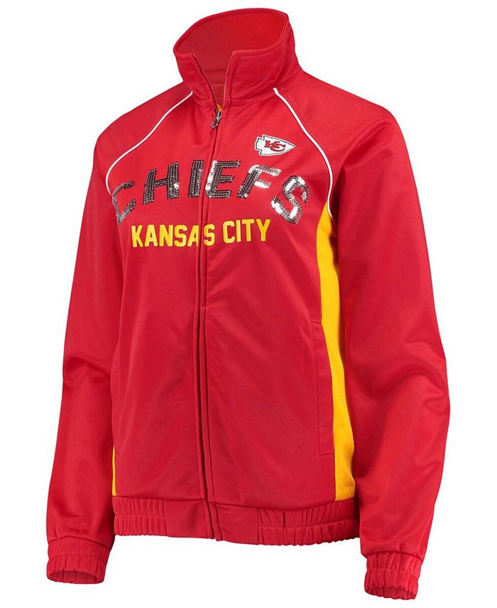 G Iii 4her By Carl Banks Womens Red And Gold Kansas City Chiefs Backfield Raglan Full Zip Track 