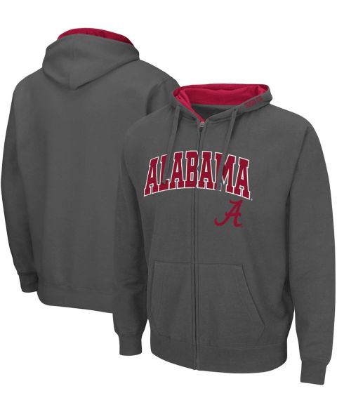 Мужское худи Colosseum Alabama Crimson Tide Arch Logo 3.0 Full-Zip, цвет: Угольный