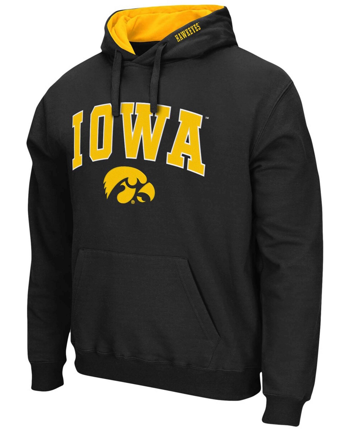 Colosseum Men's Black Iowa Hawkeyes Arch Logo 3.0 Pullover Hoodie In Black