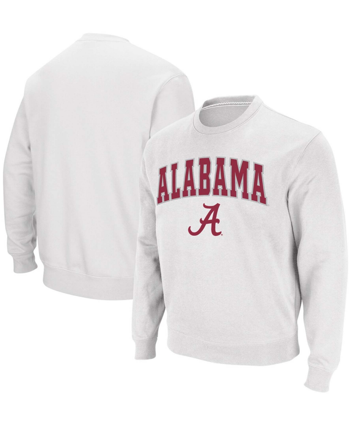 Shop Colosseum Men's White Alabama Crimson Tide Arch Logo Crew Neck Sweatshirt
