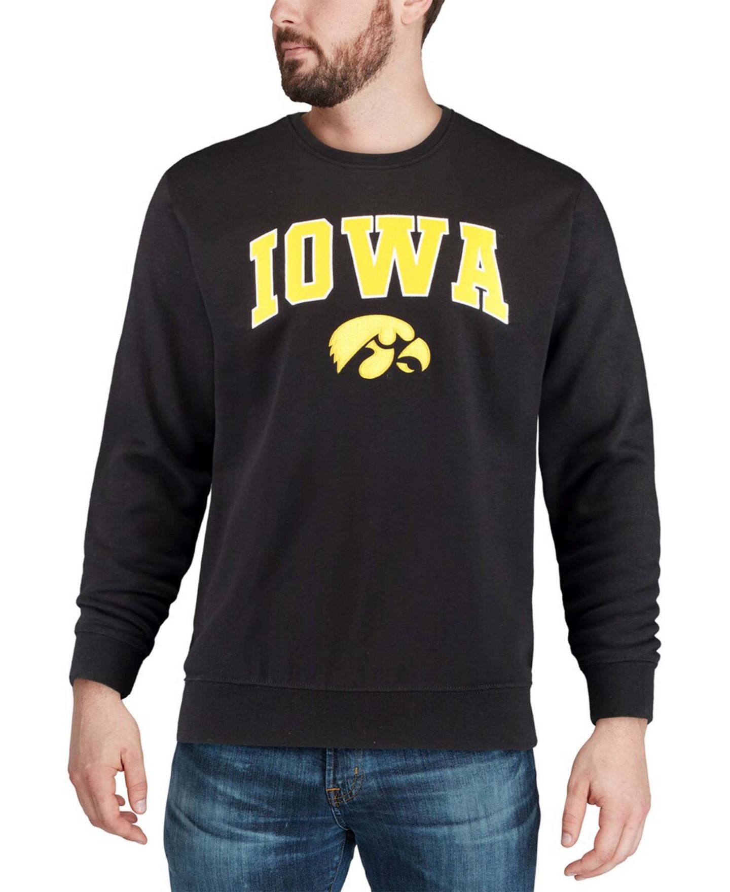 Мужская толстовка Colosseum Iowa Hawkeyes Arch and Logo Crew Neck, цвет: Чёрный — фото 4