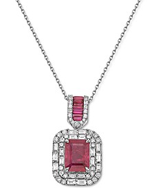 EFFY® Ruby (1-3/4 ct. t.w.) & Diamond (1/2 ct. t.w.) 18" Pendant Necklace in 14k White Gold