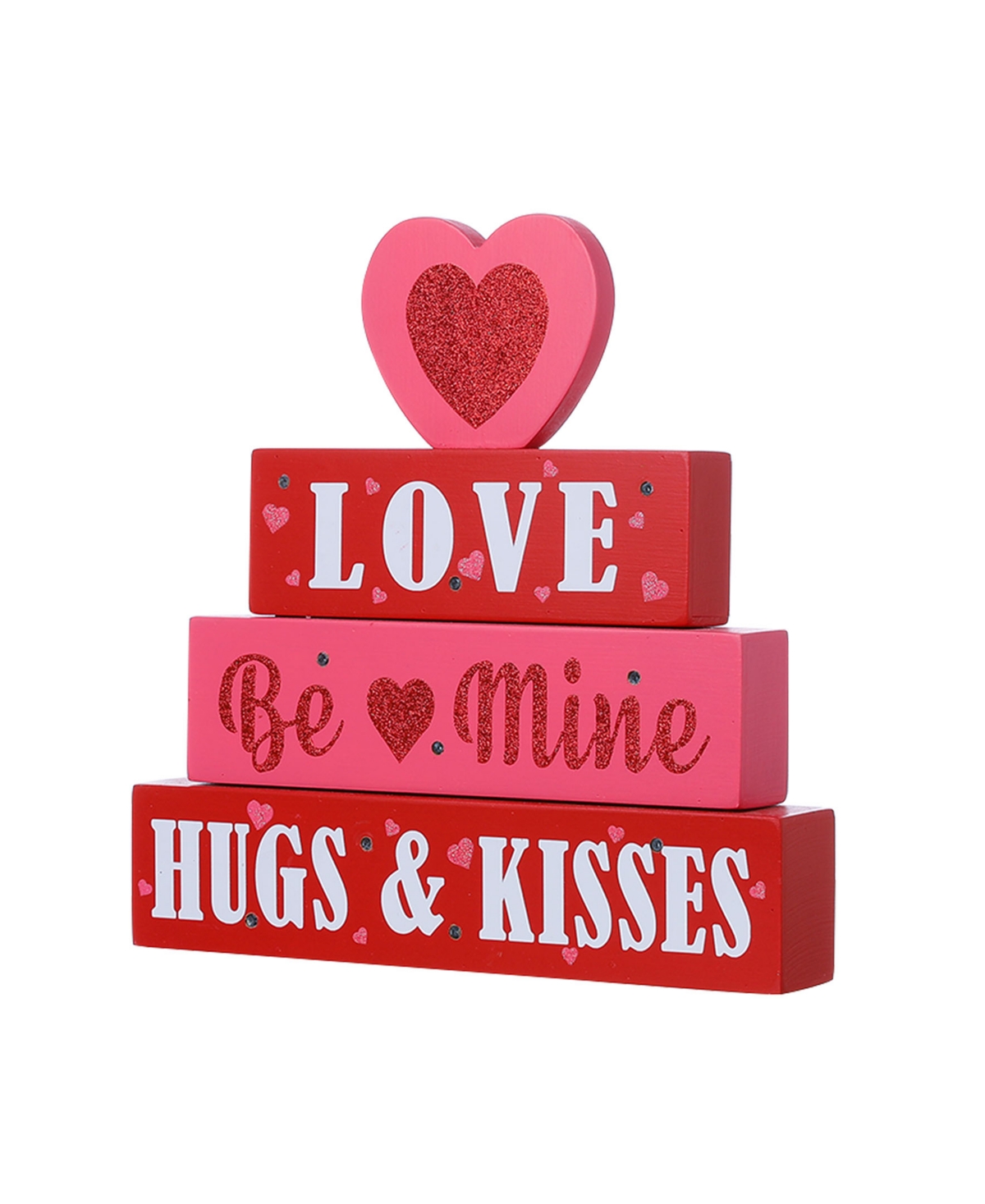 Shop Glitzhome 11.25" Lighted Valentine's Wooden Block Table Sign In Red
