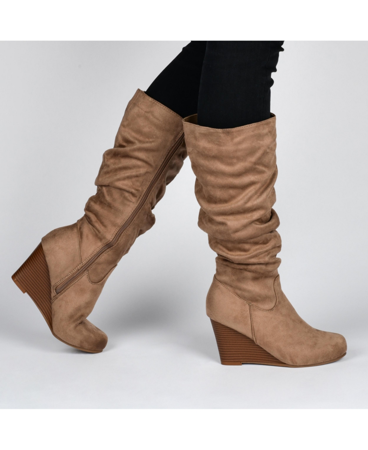 Journee Collection Women's Haze Rouched Knee High Wedge Boots