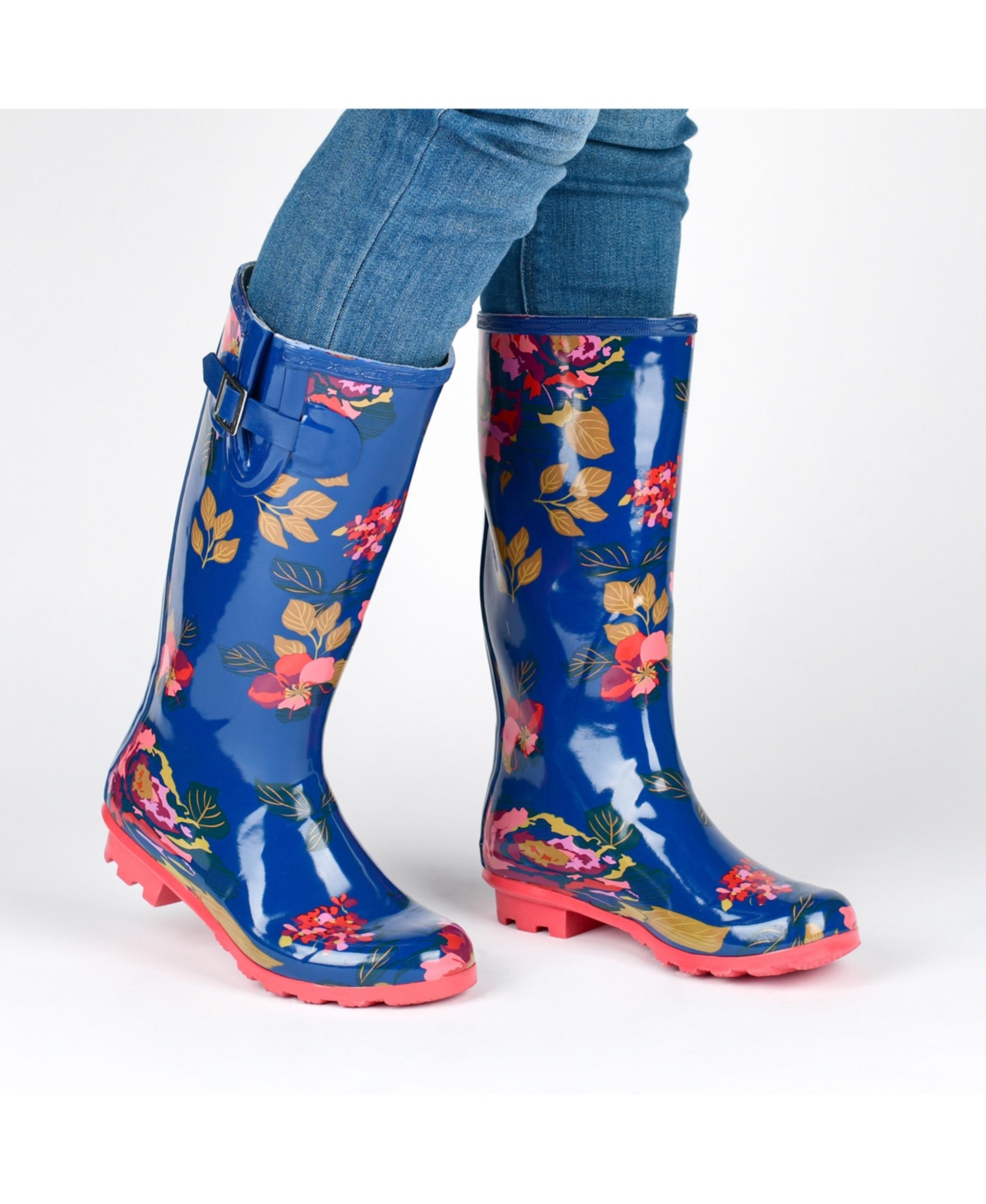 Journee Collection Women's Mist Pull On Lug Sole Rainboots