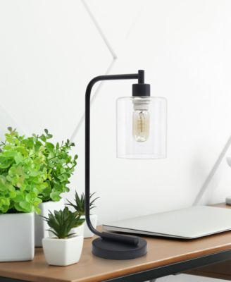 Modern Iron Desk Lamp with Glass Shade