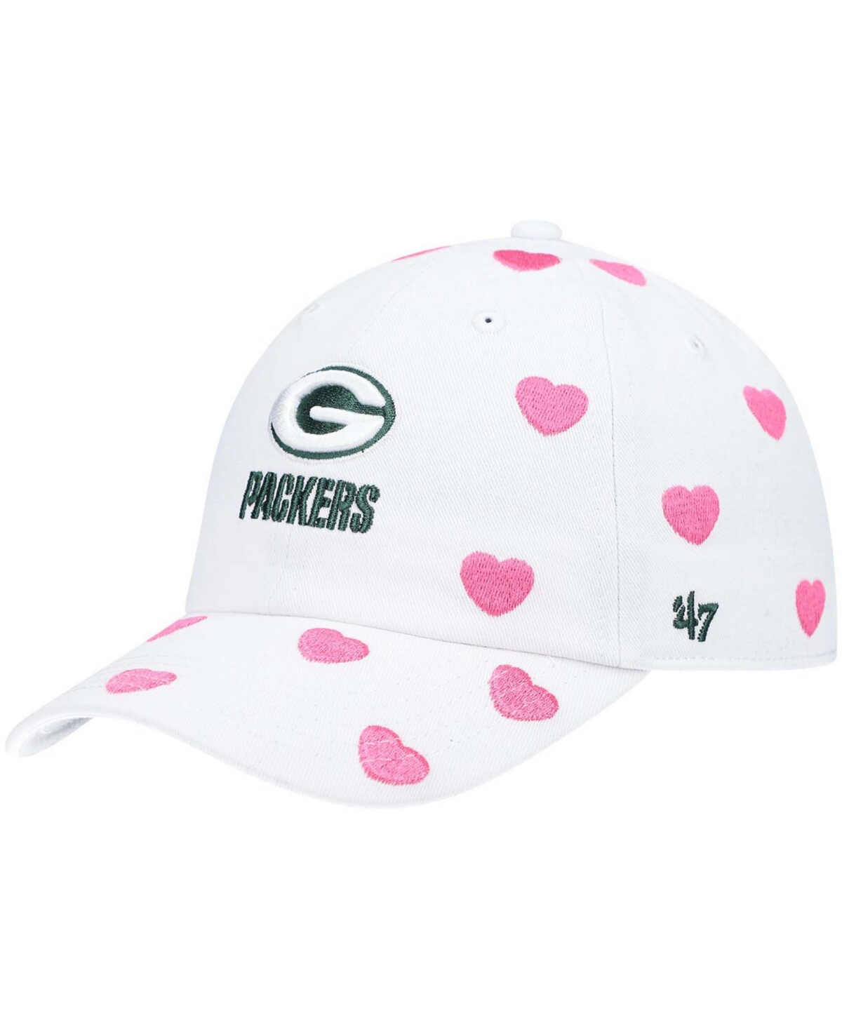 47 Brand Babies' Little Girls White Green Bay Packers Surprise Clean Up Adjustable Hat