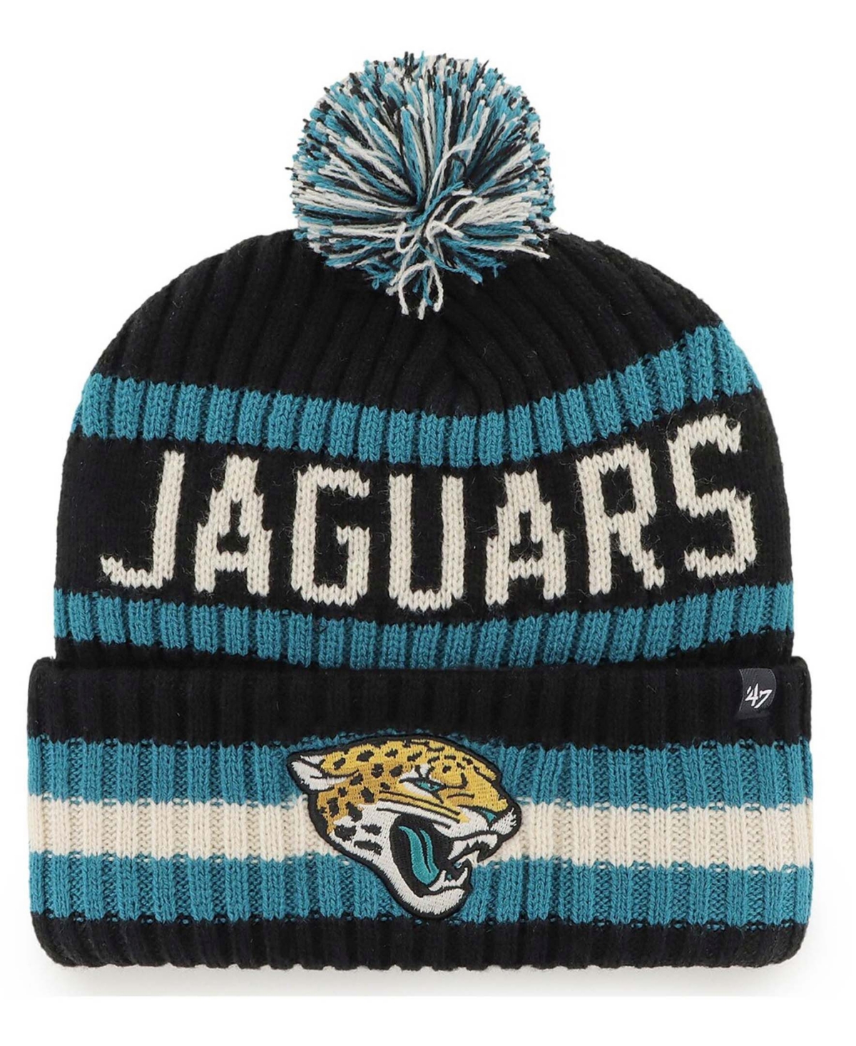 Men'sJacksonville Jaguars Bering Cuffed Knit Hat with Pom - Black