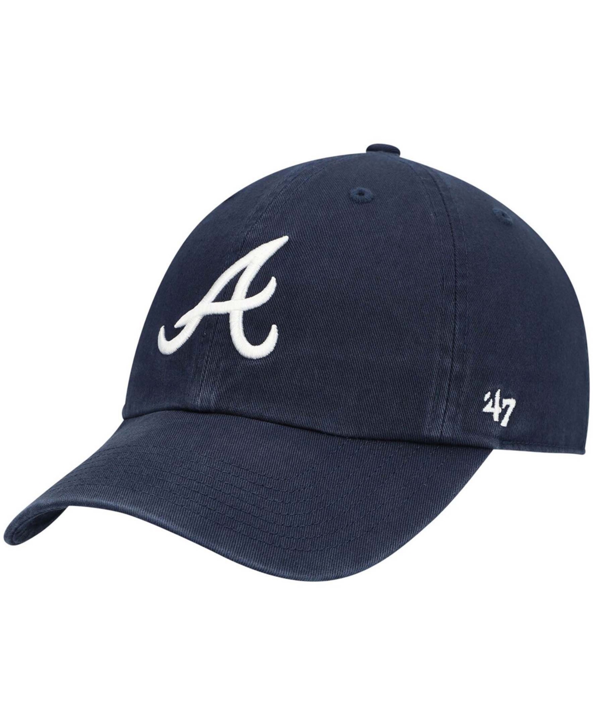47 Brand Kids' Boys Navy Atlanta Braves Team Logo Clean Up Adjustable Hat