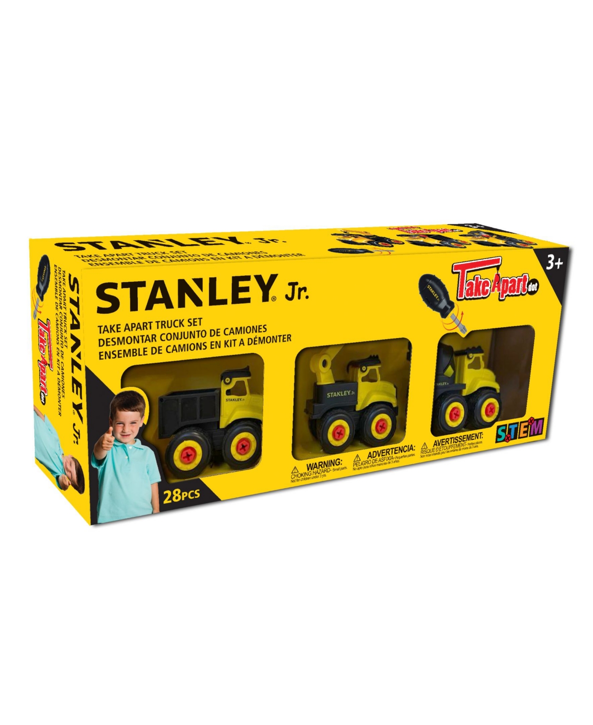 Shop Stanley Jr. 28 Piece Take Apart Dot Trucks Set In Black,yellow