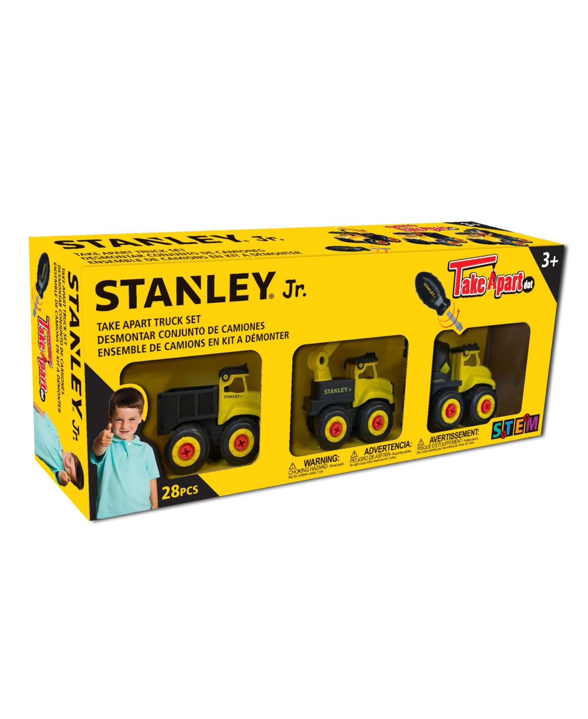 Stanley Jr. 28 Piece Take Apart Dot Trucks Set In Black,yellow