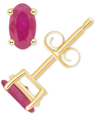 Sapphire Oval-Cut Stud Earrings (3/4 ct. t.w.) in 14k Gold (Also in Emerald, Ruby, & Tanzanite)