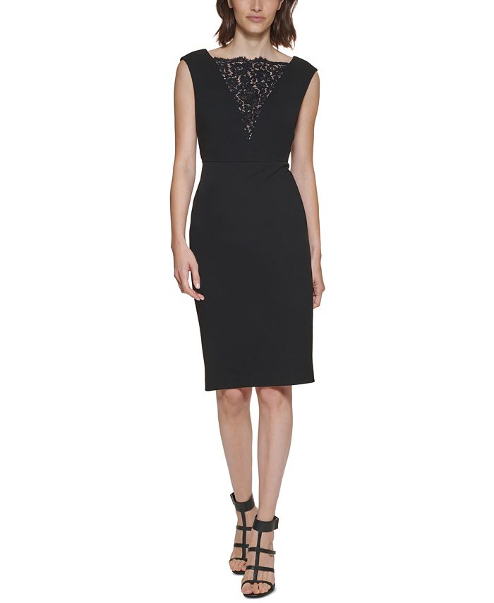 Calvin Klein Lace-Inset Sheath Dress & Reviews - Dresses - Women - Macy's