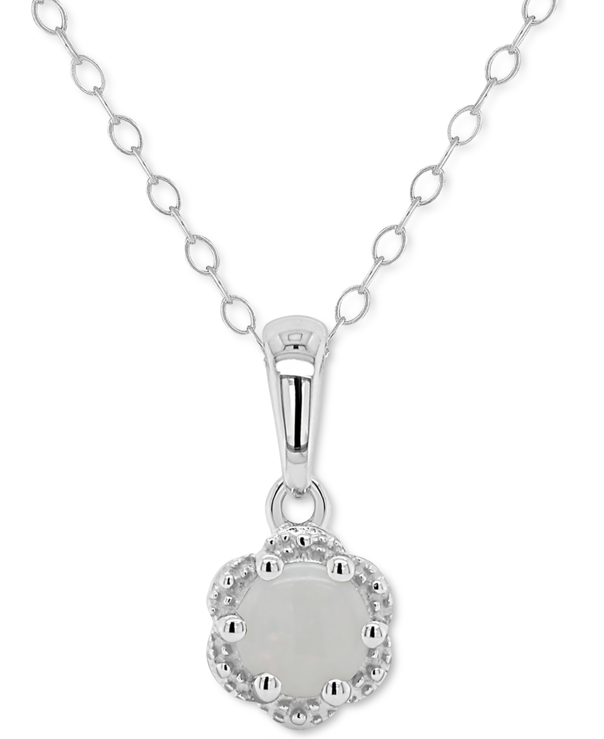Aquamarine Solitaire Scalloped-Edge Pendant Necklace (3/8 ct. t.w.) in Sterling Silver (Also  - Opal