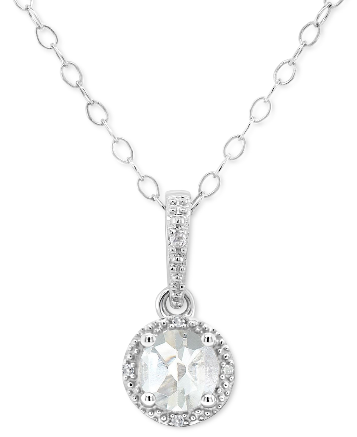Rhodolite Garnet (1 ct. t.w.) & Diamond Accent Solitaire Pendant Necklace in Sterling Silver (Also in Citrine, Blue Topaz, Peridot, Amethyst, & Wh