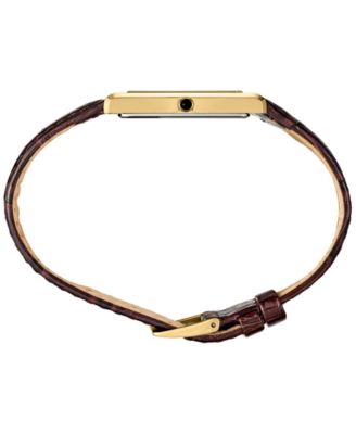 Men's Essentials Brown Leather Strap Watch 29mm