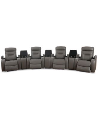 Jabarr 7-Pc. Beyond Leather Theater Seating with 3 Consoles, Created for Macy's
