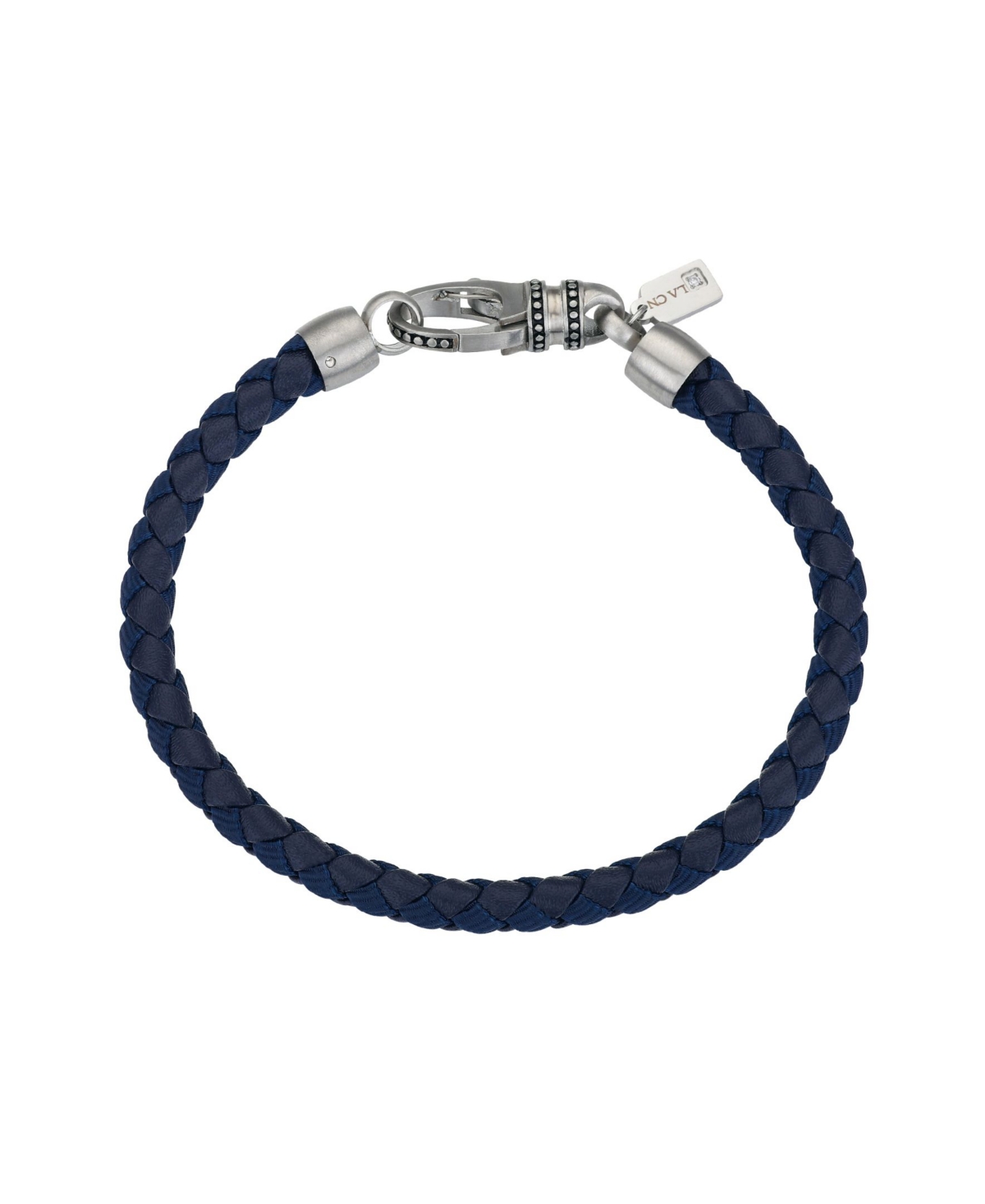 Men's Stainless Steel Leather Bracelet - Blue