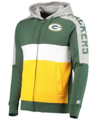Men's Green, Gold-Tone Green Bay Packers Playoffs Color Block Full-Zip Hoodie