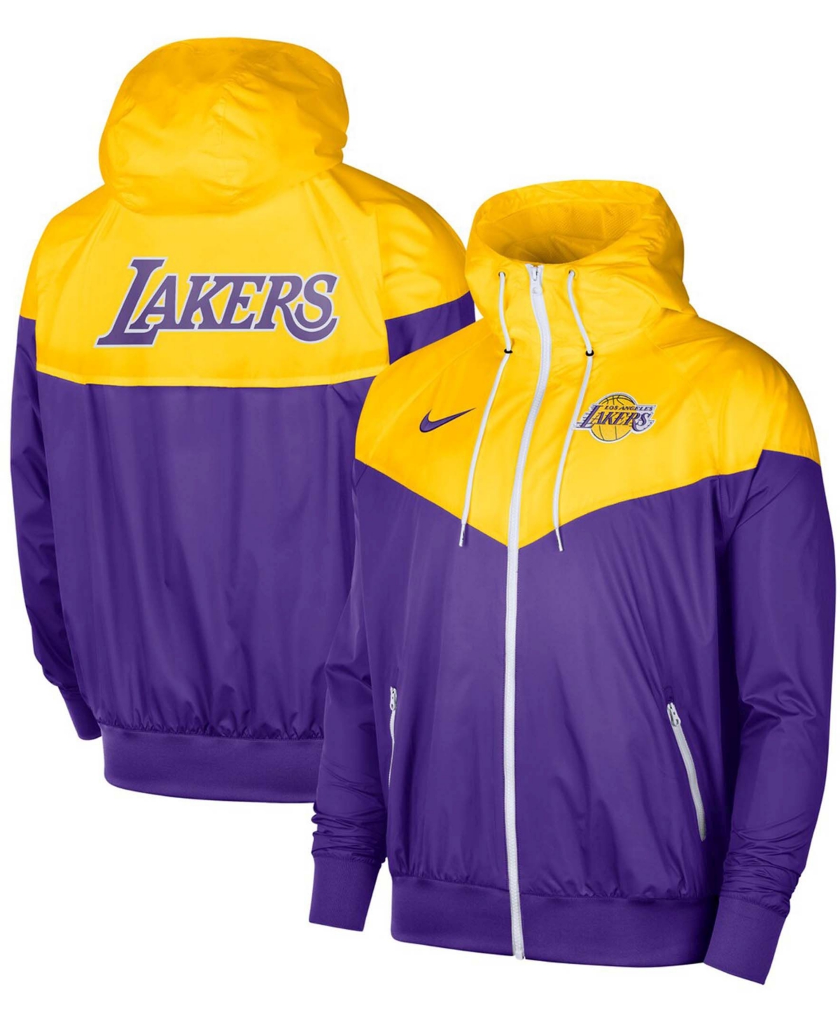 Men's Gold-Tone Los Angeles Lakers 75th Anniversary Courtside Windrunner Raglan Hoodie Full-Zip Jacket