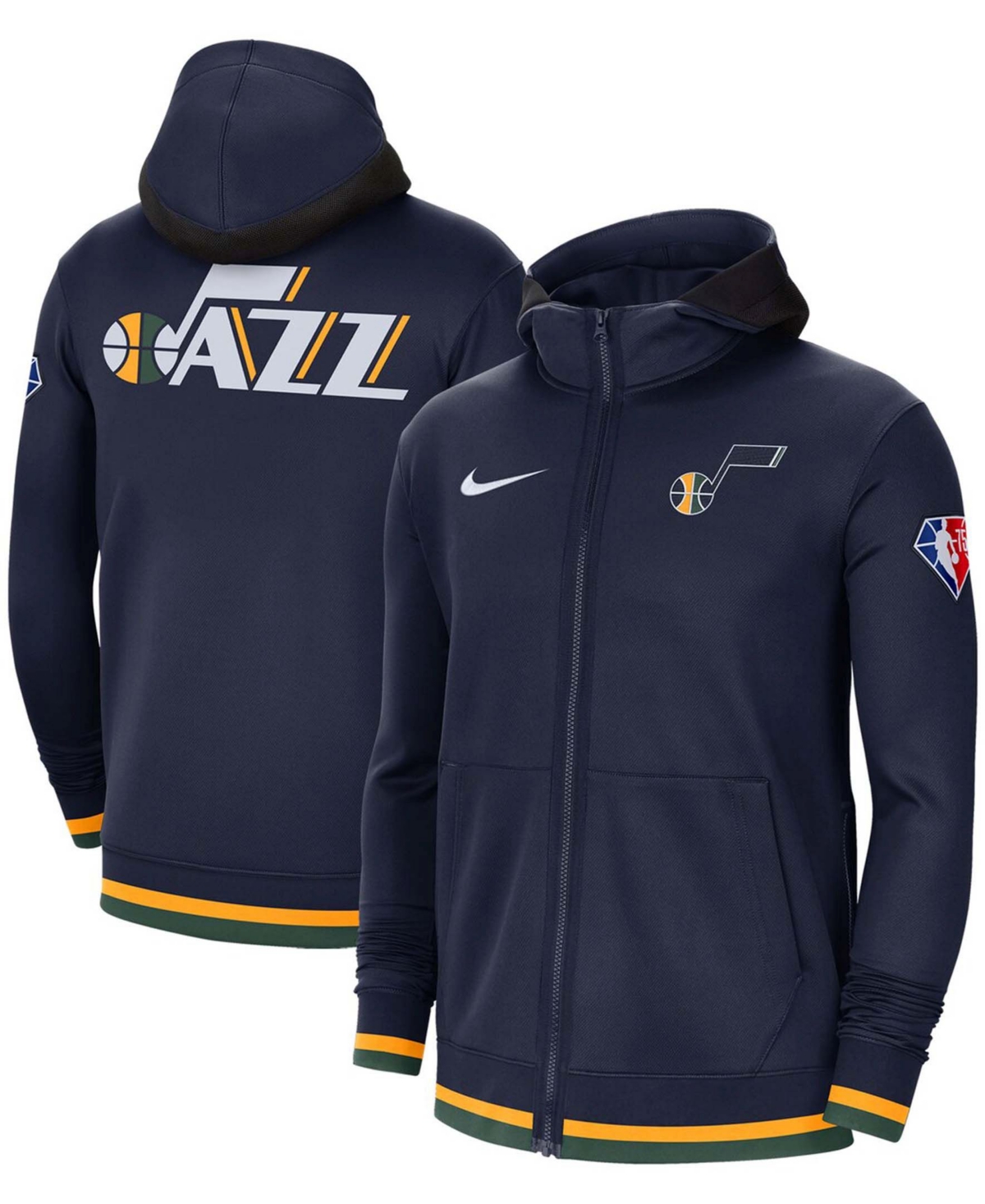 Men'sUtah Jazz 75th Anniversary Performance Showtime Hoodie Full-Zip Jacket - Navy