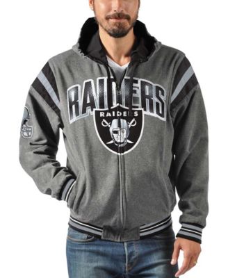 Men s Black Charcoal Las Vegas Raiders Fast Pace Reversible Full Zip Jacket Macy s