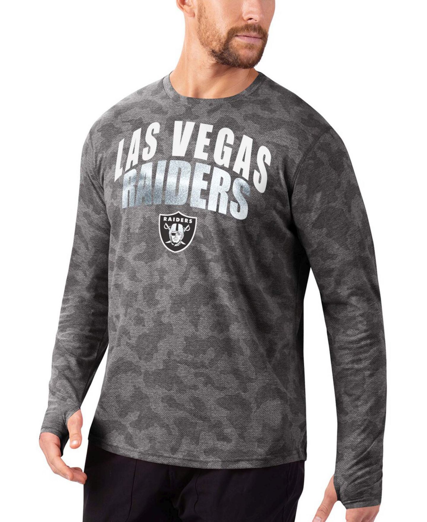 Мужская футболка MSX by Michael Strahan Black Las Vegas Raiders Camo Performance Long Sleeve — фото 2