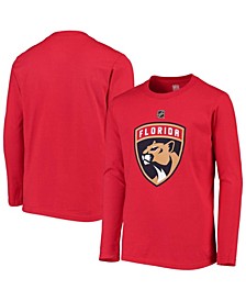 Youth Red Florida Panthers Primary Logo Long Sleeve T-shirt