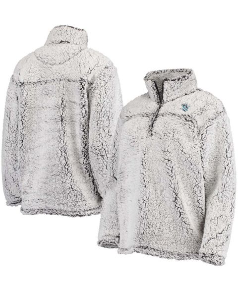 Женские куртки G-III 4Her by Carl Banks Women's Gray Seattle Kraken Sherpa Quarter-Zip Jacket
