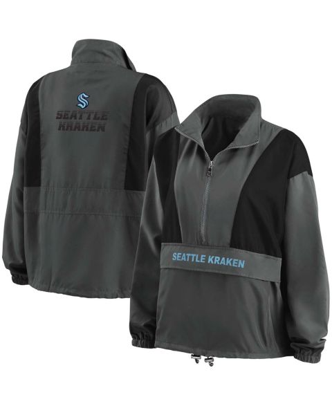 Женские куртки WEAR by Erin Andrews Women's Charcoal Seattle Kraken Popover Packable Half-Zip Jacket