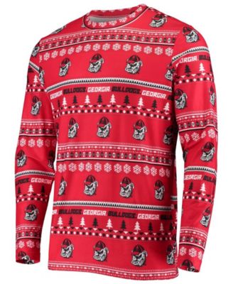 Men's Red Georgia Bulldogs Ugly Sweater Knit Long Sleeve Top and Pant Set
