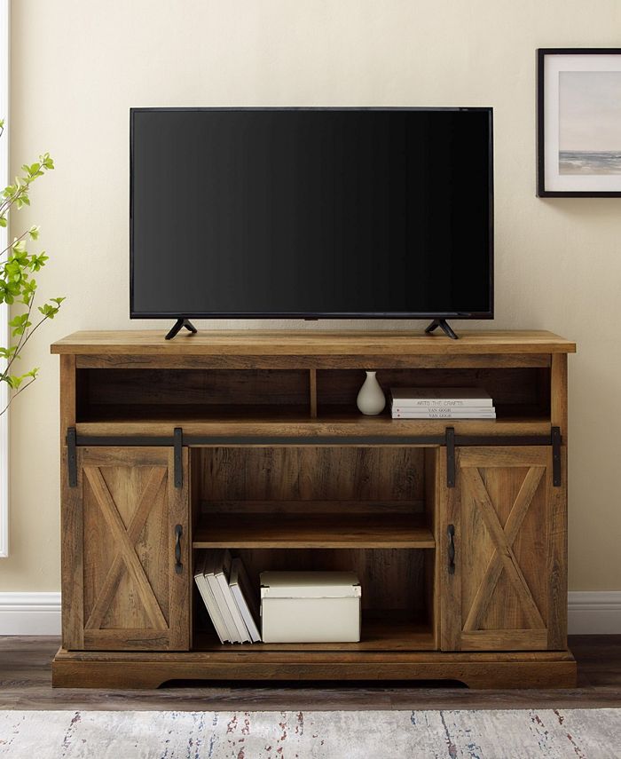 Walker Edison Modern Farmhouse Sliding Barn Door Highboy TV Stand Macy's