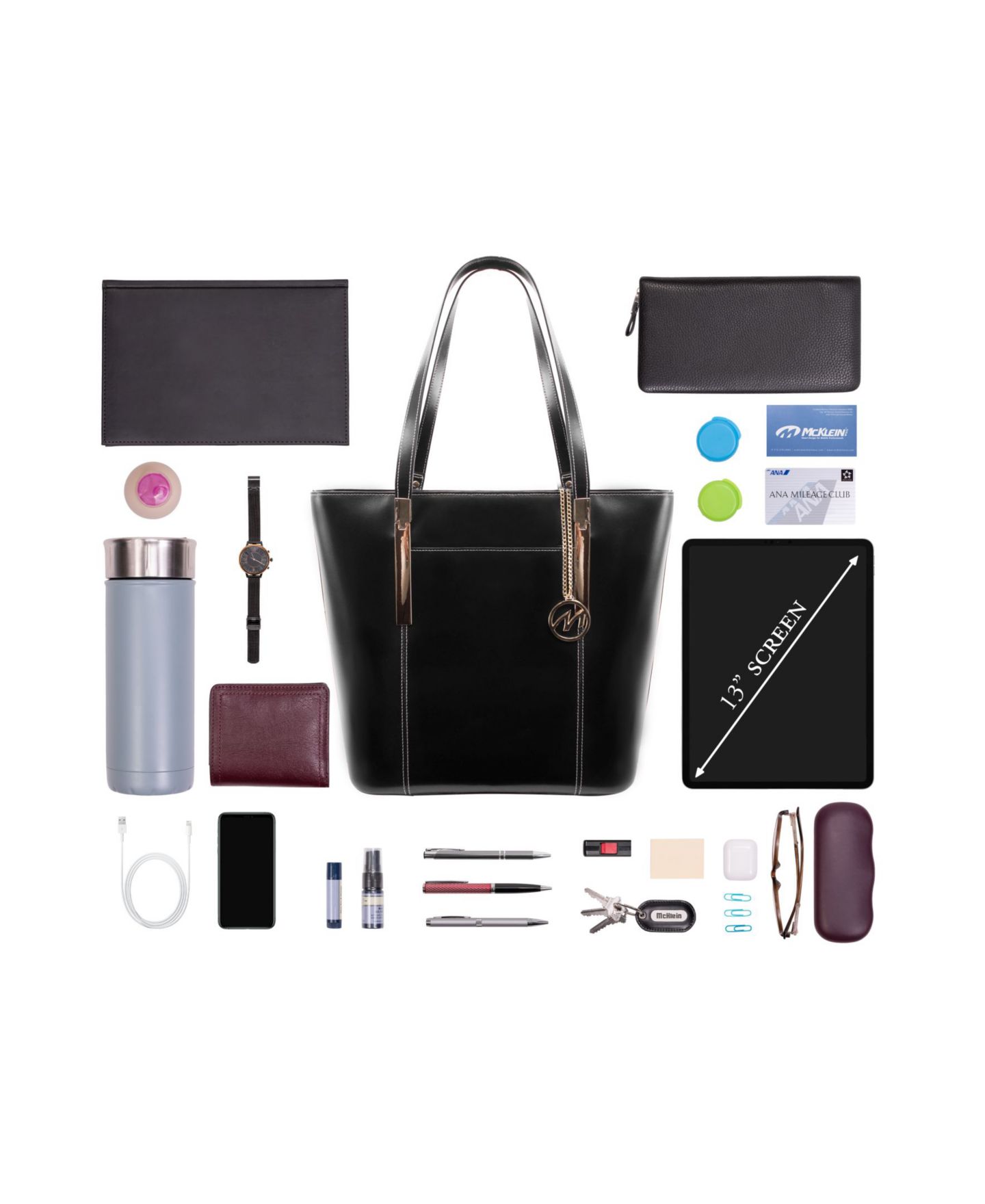 Женская сумка McKlein Deva Ladies' Tote With Tablet Pocket, цвет: Чёрный — фото 6