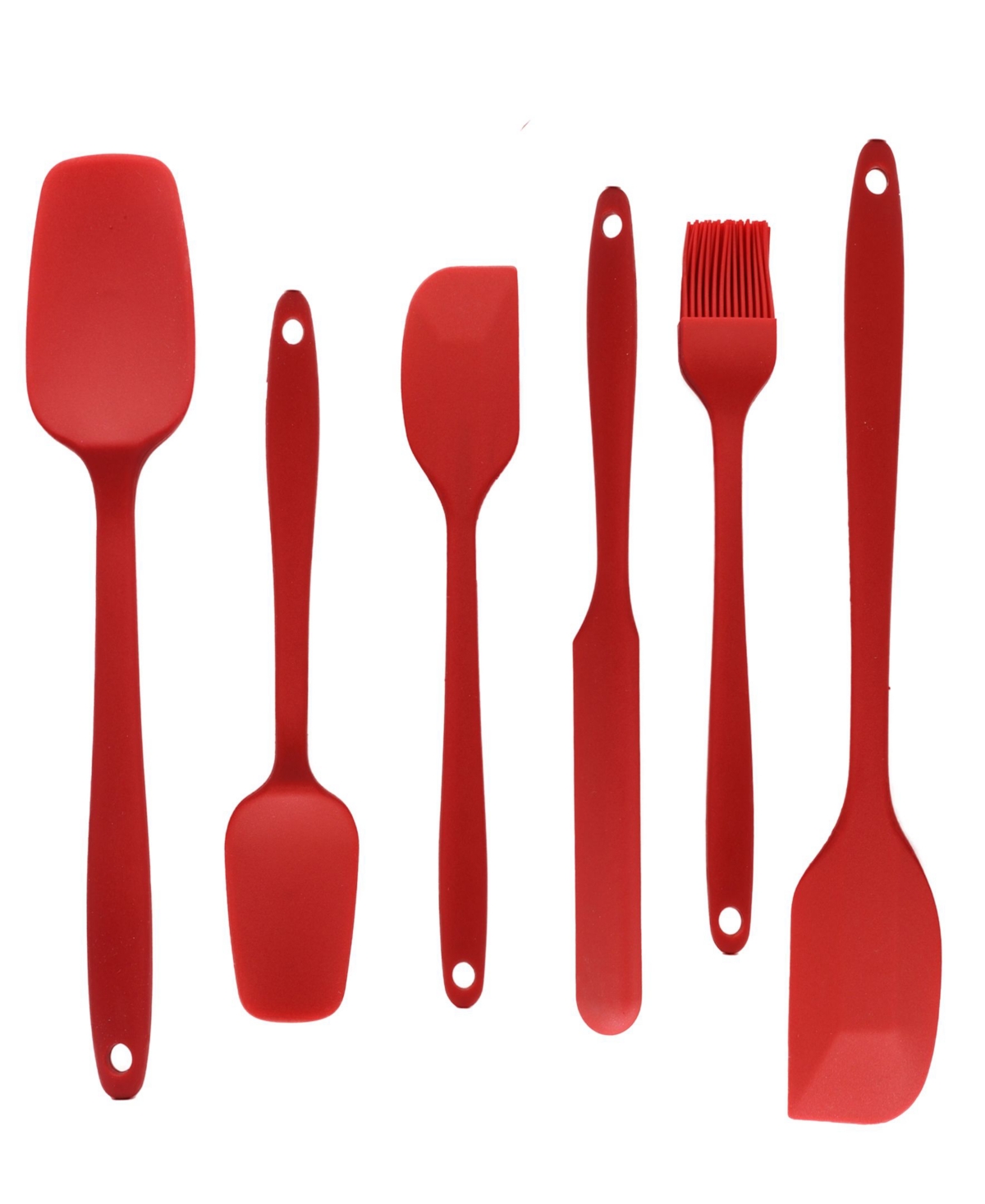 Cheer Collection Silicone Spatula Set, 6 Piece In Red