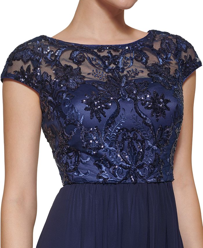 Vince Camuto Embroidered Chiffon Gown - Macy's