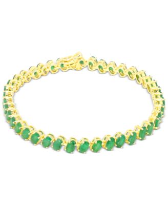 Macy's - Emerald Tennis Bracelet (10-1/2 ct. t.w.) in Gold-Plated Sterling Silver (Also in Sapphire & Ruby)
