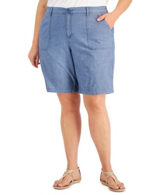 Karen Scott Plus Size Cotton Denim Shorts, Created for Macy's - Macy's
