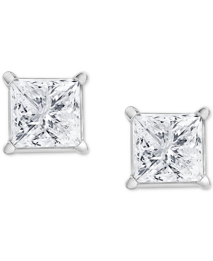 Macy's - Diamond Princess Stud Earrings (1-1/2 ct. t.w.) in 14k White Gold