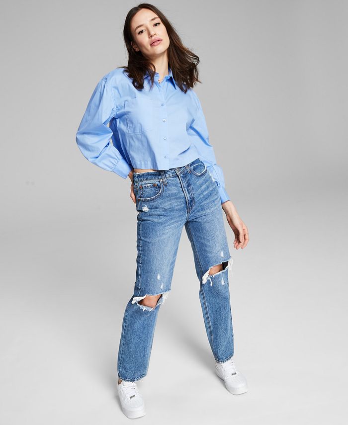 And Now This Puffed Cropped Poplin Shirt - Macy's
