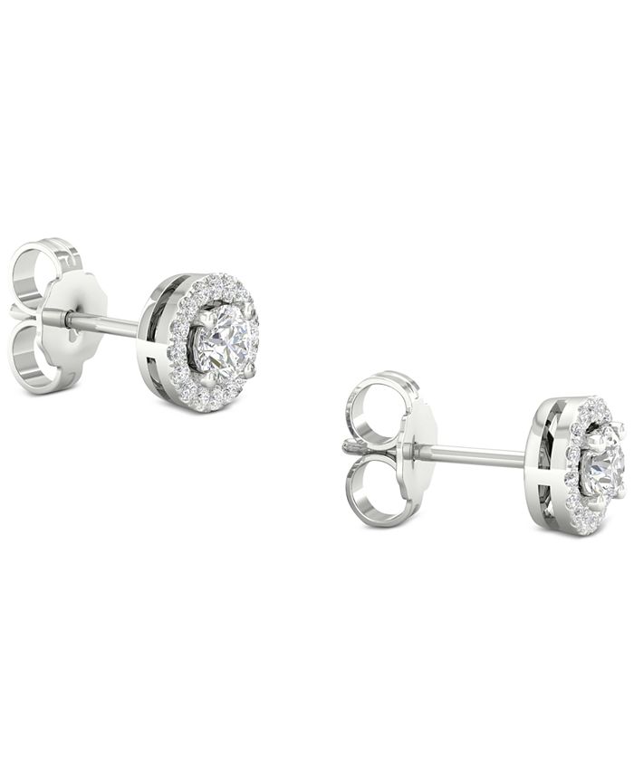 Macy's 2-Pc. Set Diamond Halo Pendant Necklace & Matching Stud Earrings ...